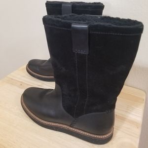 7M Clark's Glick Emfield Black Suede Leather Boots